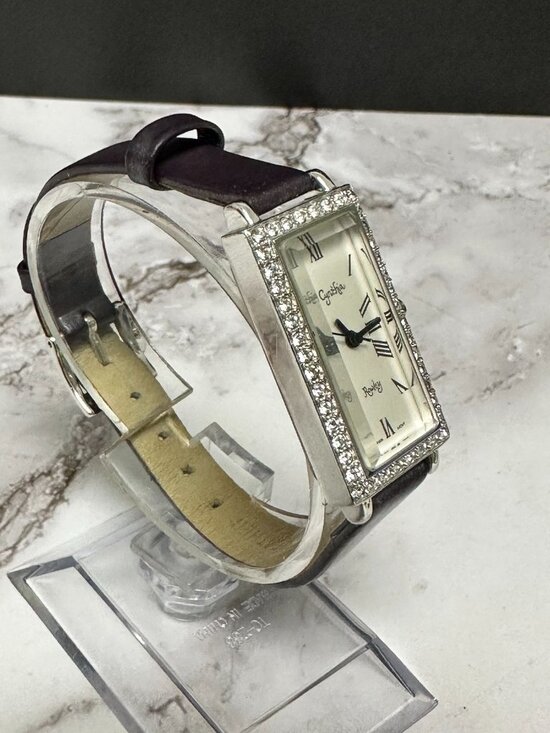 Cynthia Rowley Watch Women Sterling Silver Case Purple Leather Band New Battery main image 8